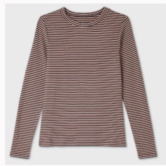A New Day Stripes Long Sleeve Tee Top Size Medium - Picture 4 of 9